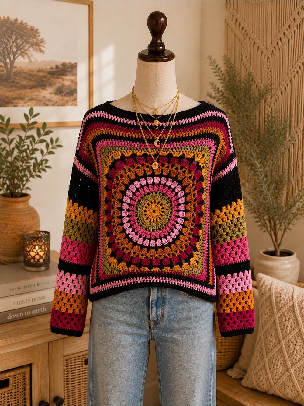 Multicolor Crochet Sweater